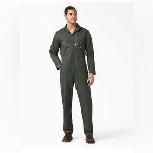 Dickies Men's Deluxe Coverall Long Sleeve Jumpsuit Uniform Work green 42 Long‎